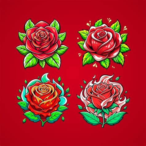 Premium Vector Beautiful Red Rose Flower Illustration