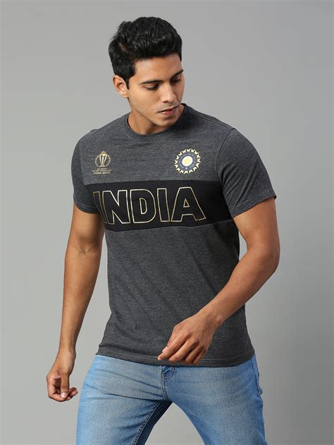 Buy Official Icc Cwc 23 Men Grey Printed Round Neck T Shirts