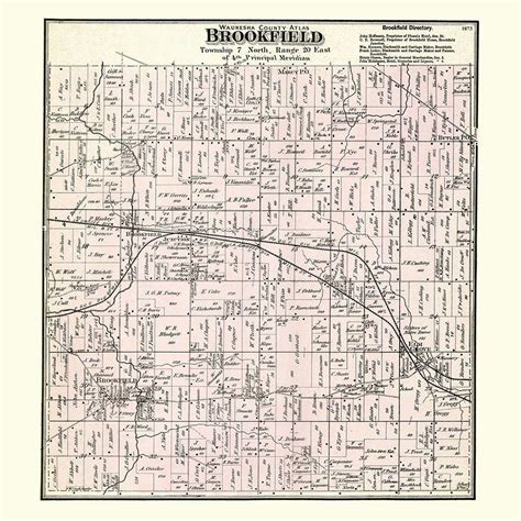 1873 Map Of Brookfield Township Waukesha County Wisconsin Etsy