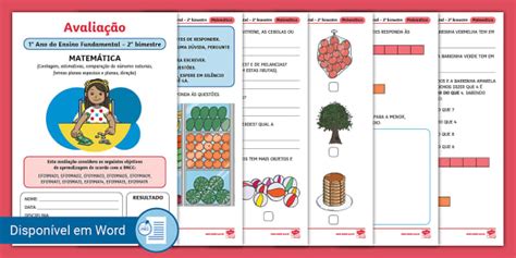 Avaliação de matemática 1º ano EF 2º bimestre