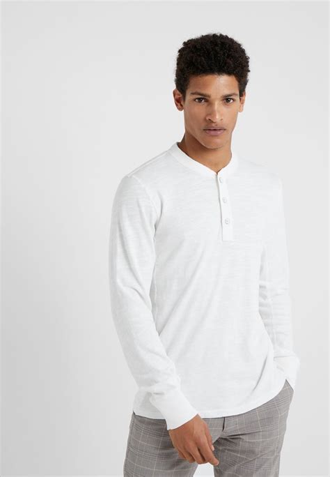 Rag And Bone Classic Henley Long Sleeved Top White Uk