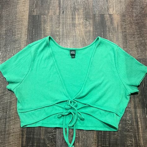 Wild Fable Tops Wild Fable Green Tie Crop Top Poshmark