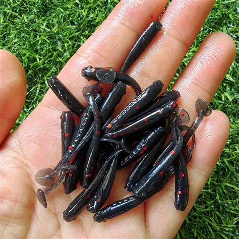 MUKUN 10pcs Bag Soft Worm Fishing Lure With T Tail 0 3g 3 5cm PVC Micro