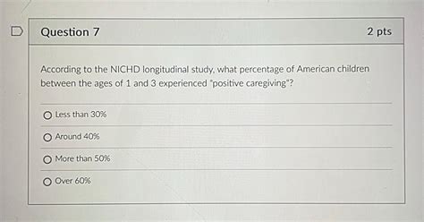 Solved Question 72 PtsAccording To The NICHD Longitudinal Chegg