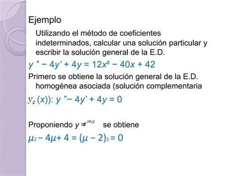 Ecuaciones Con Coeficientes Indeterminados Ppt