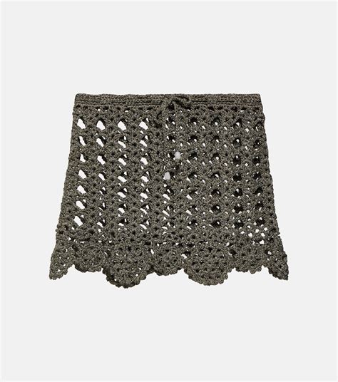 Crochet Cotton Blend Miniskirt In Black Ganni Mytheresa