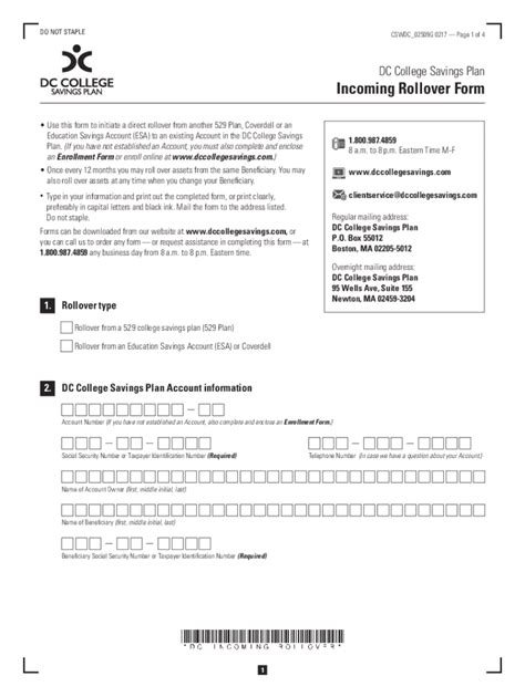 Fillable Online Supplement To The Dc College Savings Plan Program