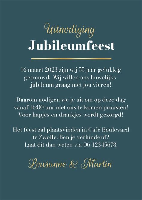 Uitnodiging Jubileum Jaar Getrouwd Met Twee Kaartje Go