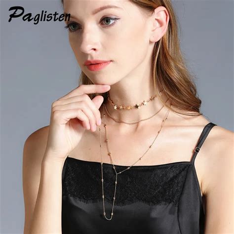 Paglisten New Body Sex Chain Gold Color Long Chain Star Multilayer