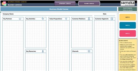 Business Model Canvas Excel Template Strategic Management One Page Lean