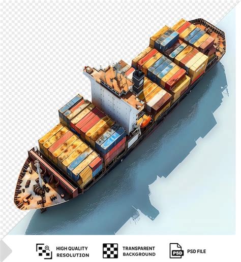 Premium PSD Container Cargo Ship Isolated On Transparent Background