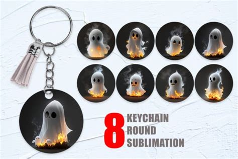 Keychain D Cute Ghost Burning Graphic By Artnoy Creative Fabrica