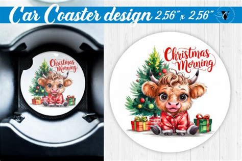 Car Coaster Christmas Highland Cow Graphic By Victoriacreatdis