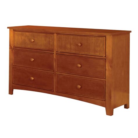 Furniture Of America Dimanche Solid Wood Drawer Double Dresser In Oak