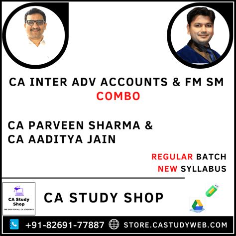 CA Inter New Syllabus Adv Accounts FM SM Combo By CA Parveen Sharma CA