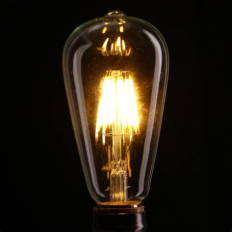 E27 St64 6w Clear Cover Dimmable Edison Retro Vintage Filament Cob Led Bulb Light Lamp Ac110