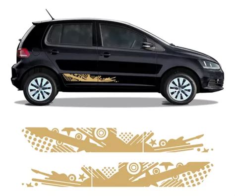 Kit Adesivos Faixa Lateral Vw Fox Rock In Rio Em Dourado