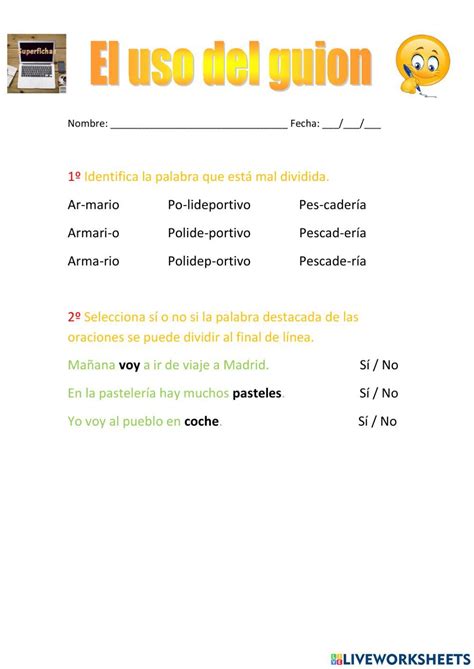 El Uso Del Gui N Interactive Worksheet Signos De Puntuacion