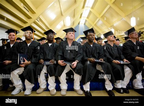 Graduation ceremony of inmates at the maximum-security Darrington Unit prison in Rosharon, Texas ...