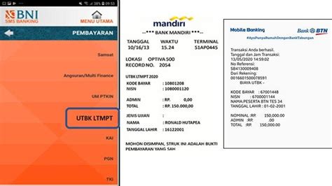 Cara Bayar UTBK SBMPTN 2021 Di Bank Mandiri BNI BTN BRI Via ATM