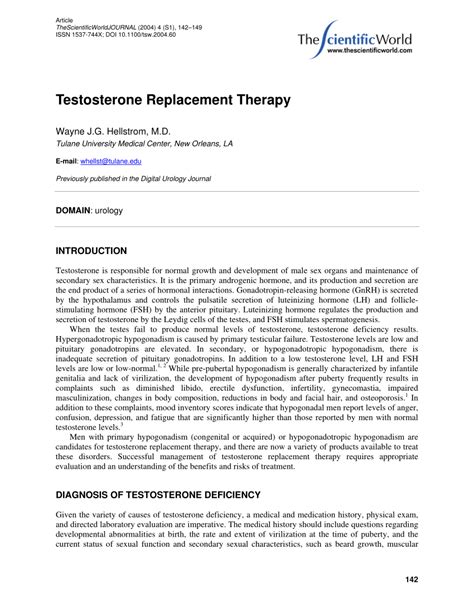 Pdf Testosterone Replacement Therapy