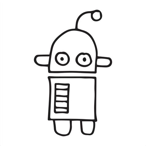 Simple Vector Drawing In Doodle Style Robot Cute Robot Hand Drawn