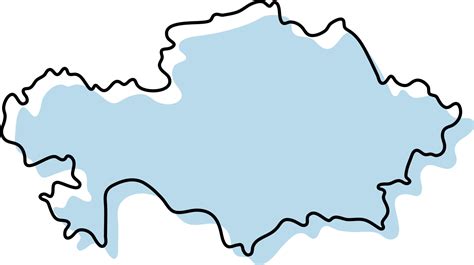 Stylized Simple Outline Map Of Kazakhstan Icon Blue Sketch Map Of