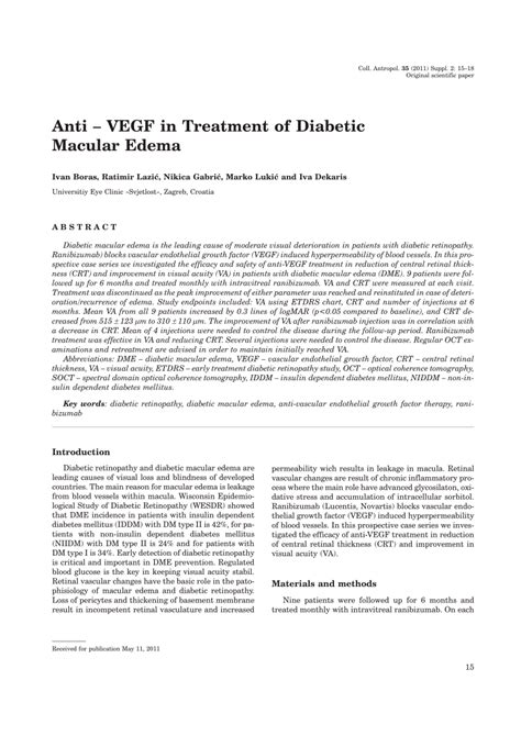 Pdf Anti Vegf In Treatment Of Diabetic Macular Edema