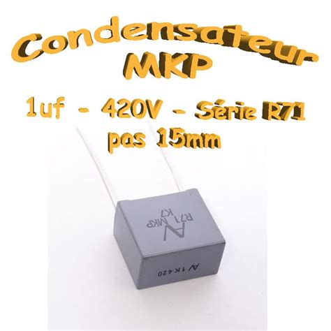 Condensateur Polypropylène 1uf MKP 420Vdc Pas 15mm R71