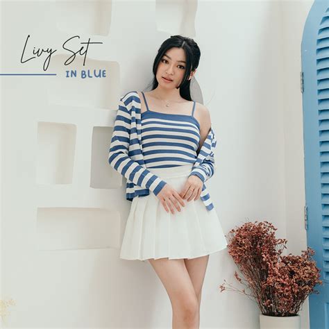 Jual Dearolin Livy Set Atasan Knit Tanktop Cardigan Set Lengan