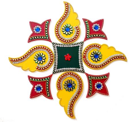 Buy Premium Paisley Design Multicolor Acrylic Diwali Rangoli Stickers