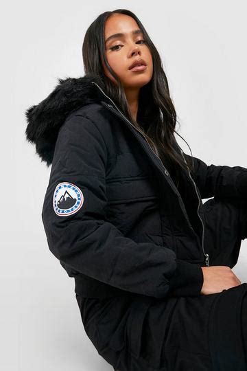 Cropped Puffer Jacket With Fur Hood Boohoo Uk