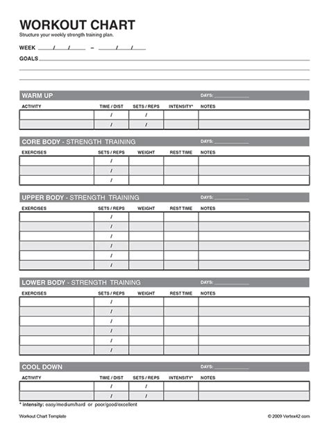 Free Workout Chart Template | Workout plan template, Workout chart ...