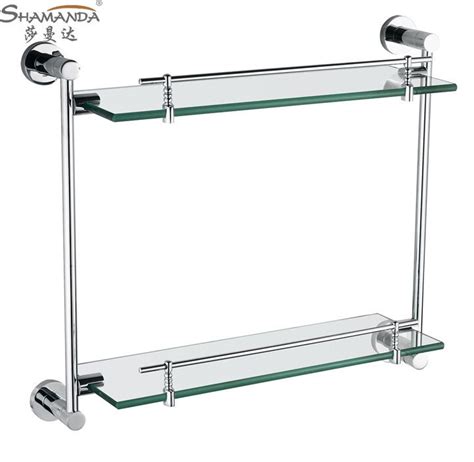 Double Bathroom Shelvesglass Shelfbrass Made With Chrome Finish Baseglass Shelvesbathroom