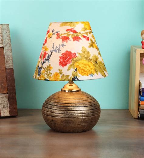 Buy Elvis Multicolour Fabric Shade Night Lamp With Teracotta Base At 39