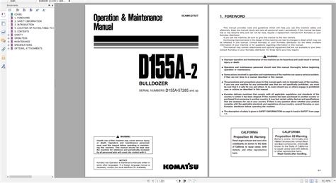 Komatsu Bulldozer D155A 2 Operation Maintenance Manual SEAM032702T 2002