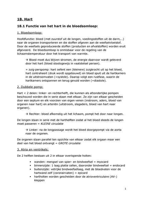 Hart Samenvatting Leerboek Medische Fysiologie 18 Hart 18 Functie