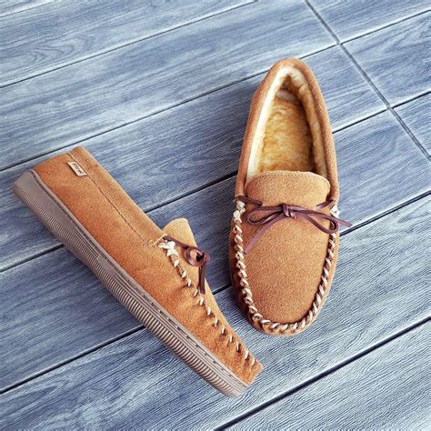 Buy Pamir Mens Genuine Suede Faux Fur Lined Slip On Moccasin Slippers Indoor Outdoor Online At