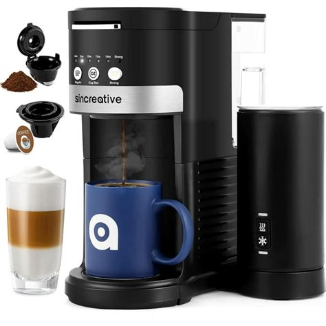 Sincreative Single Cup Coffee Maker With Milk Frother Single Serve Brewers For K Cup Pod Or