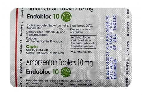 Endobloc 10 Mg Ambrisentan Tablets For Clinical Prescription At Rs