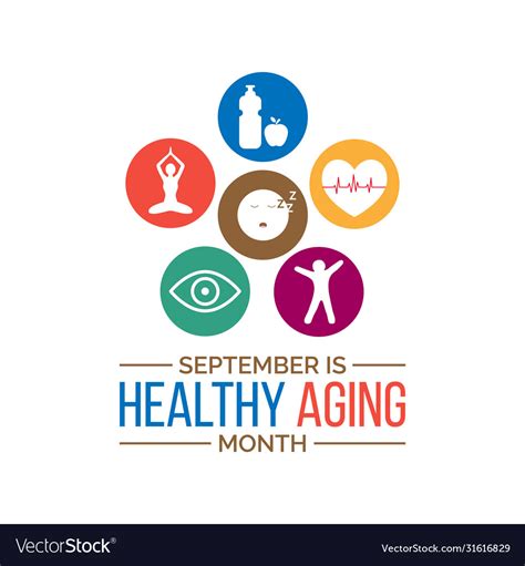 Healthy aging month Royalty Free Vector Image - VectorStock