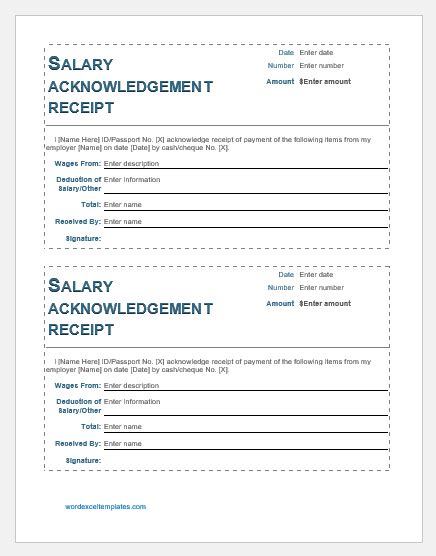 Acknowledgement Receipt Form Template