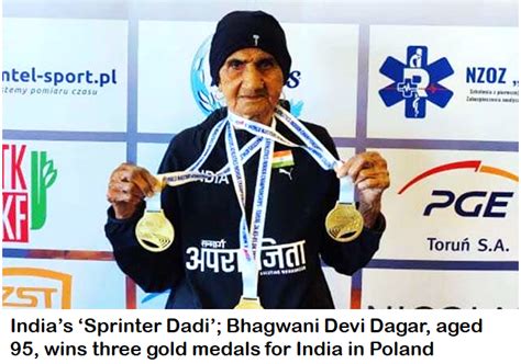 Indias ‘sprinter Dadi Bhagwani Devi Dagar Aged 95 Wins Three Gold