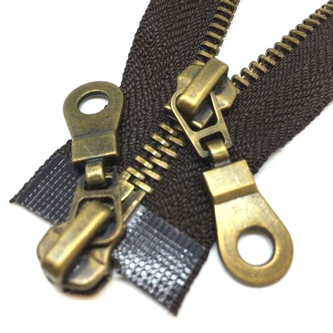 Way Antique Brass Metal Zips Zippers Open End Zip Black Brown