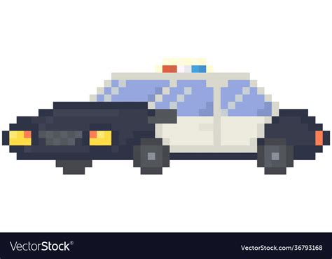 Police Car With Flashing Lights Pixel Transport Vector Image