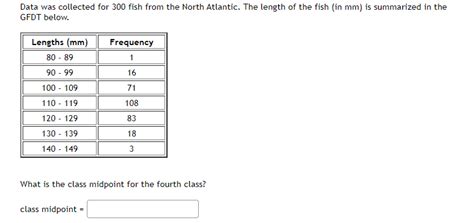 Solved Data Was Collected For Fish From The North Chegg