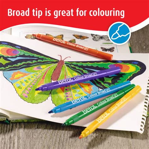 Berol Colour Broad Pens Black 12 Pack Colouring Pens Ypo