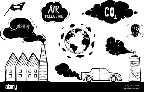 Air Pollution Icon Set Hand Drawn Vector Illustration Stock Vector Image And Art Alamy