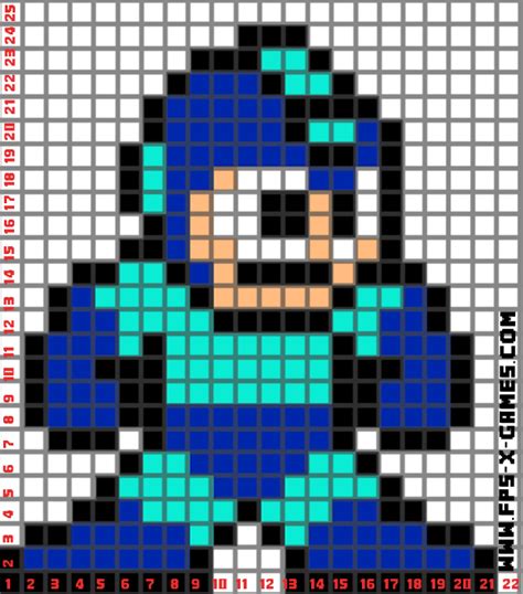 Megaman X Pixel Art Template Dessin Facile Modèle Difficile Jeux Vidéos