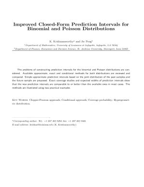 Fillable Online Improved Closed Form Prediction Intervals For Binomial